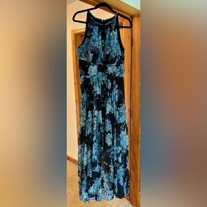 R & M Richards Blue Floral Maxi Dress